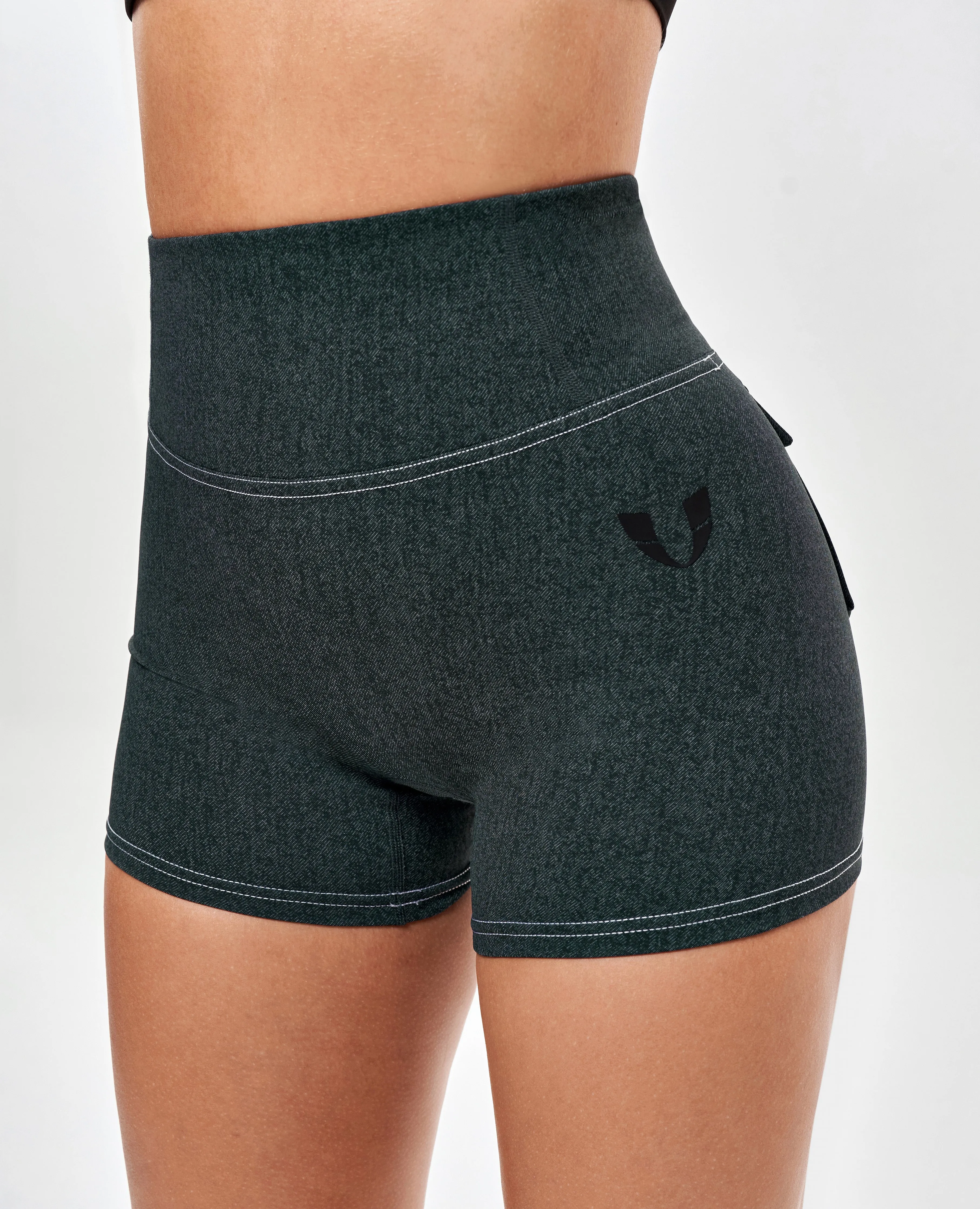 US Exclusive | High Waist Cargo Shorts - Denim Green sold by Firm Abs product image thumbnail 3