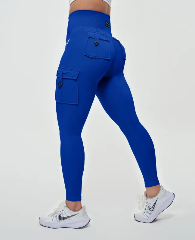 US Exclusive | Body Sculpt High Waisted Cargo Leggings - Blue sold by Firm Abs
