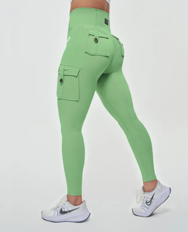 US Exclusive | High Waisted Cargo Leggings - Green sold by Firm Abs