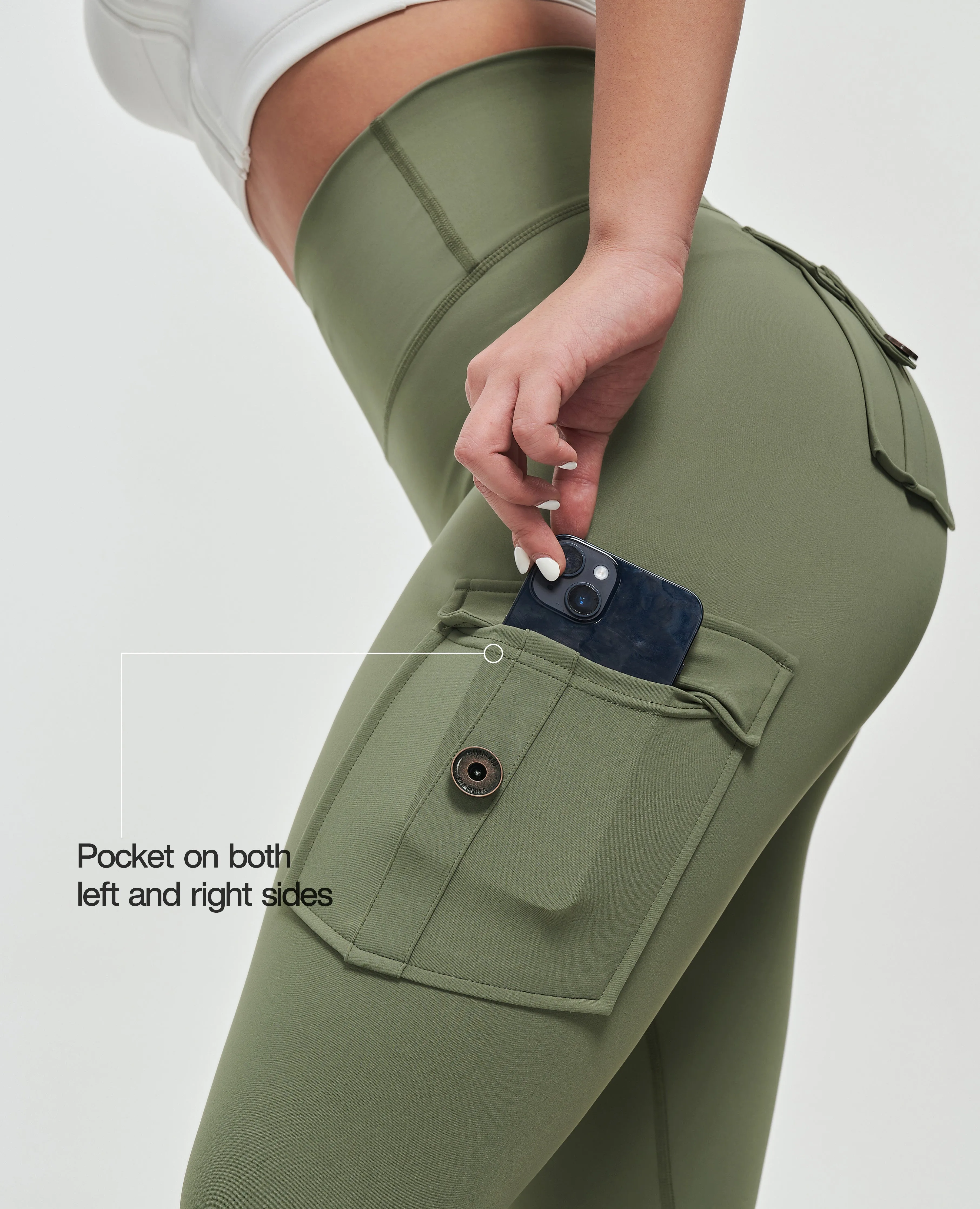 US Exclusive | Body Sculpt High Waisted Cargo Leggings - Olive Green sold by Firm Abs product image thumbnail 5