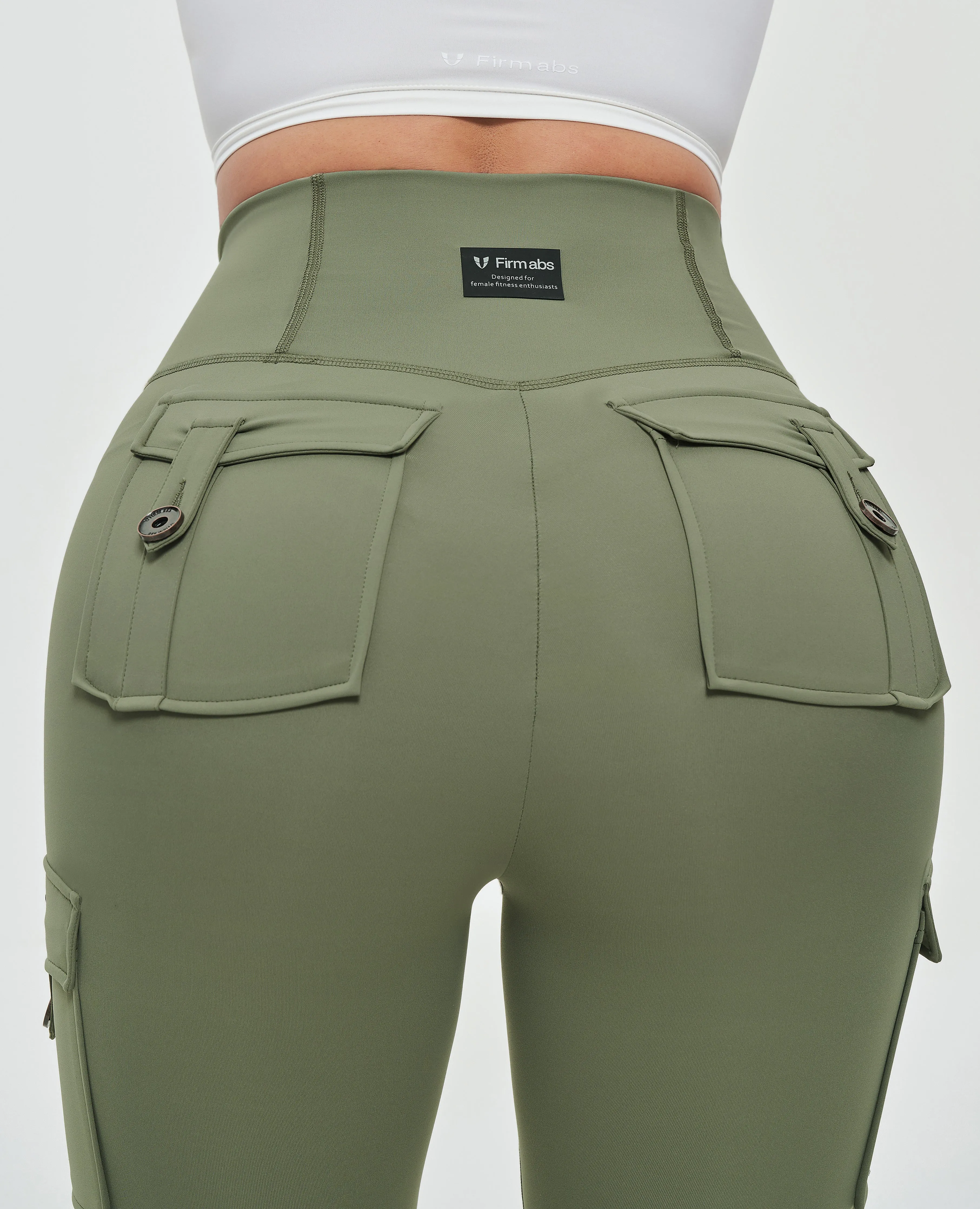 US Exclusive | Body Sculpt High Waisted Cargo Leggings - Olive Green sold by Firm Abs product image thumbnail 4