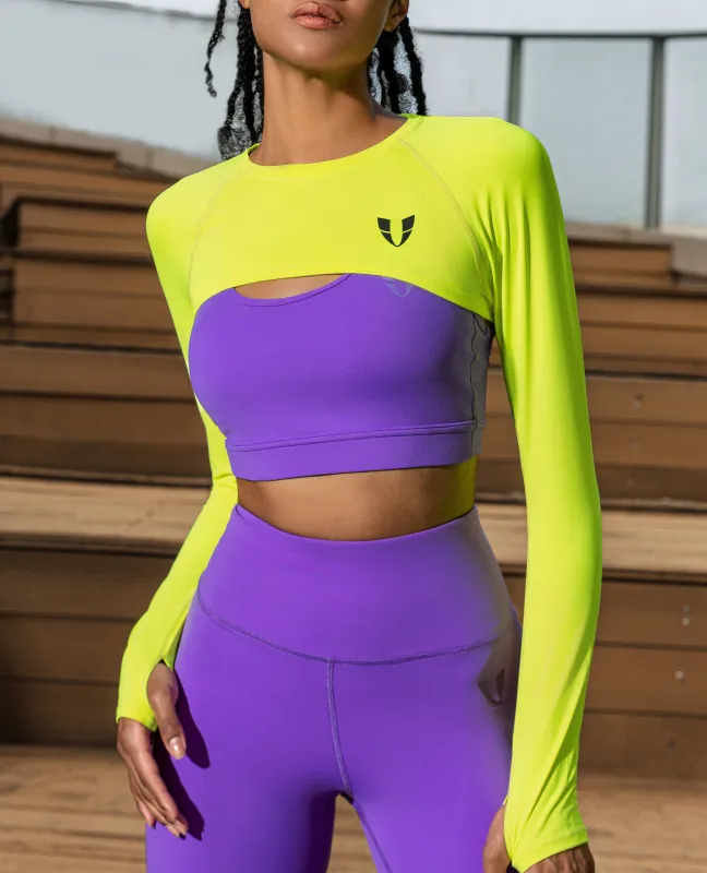 Long Sleeve Extreme Crop Top - Fluorescent Yellow sold by Firm Abs