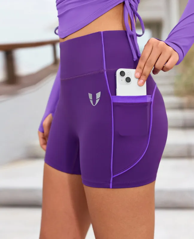 Butt Lift Pocket High Waist Shorts Plus - Purple sold by Firm Abs