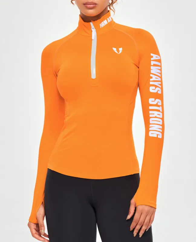 Half Zip Long Sleeve Top - Orange sold by Firm Abs
