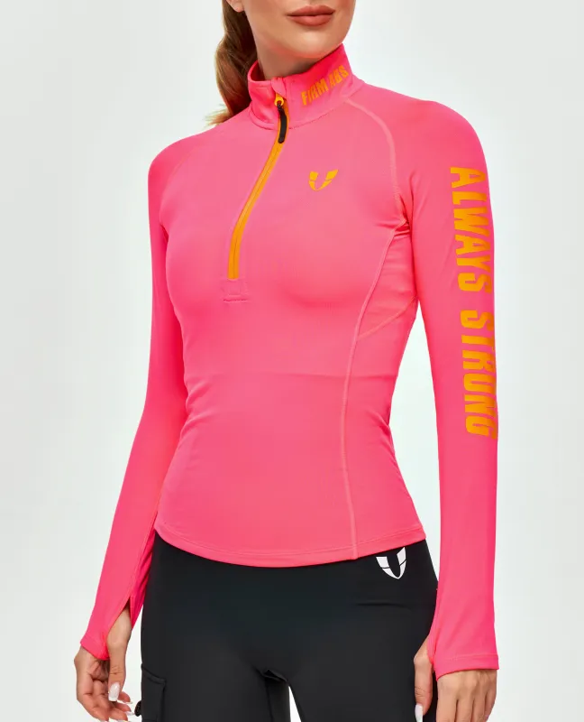 Half Zip Long Sleeve Top - Dark Pink sold by Firm Abs