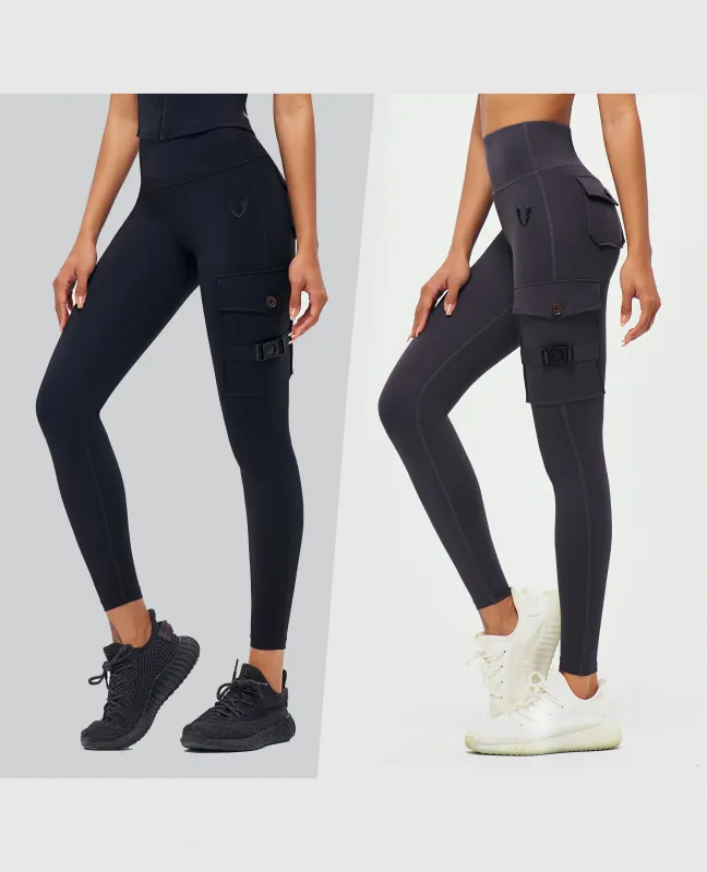 Cargo Fitness Leggings 2PCS Black + Gray sold by Firm Abs