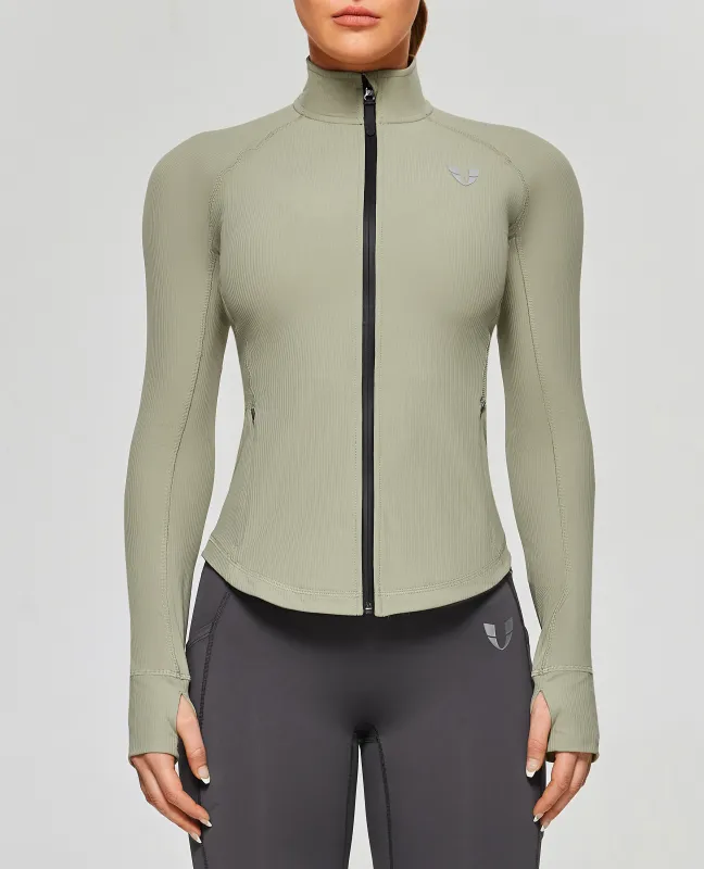 Ribbed Gym Jacket - Gray Green sold by Firm Abs