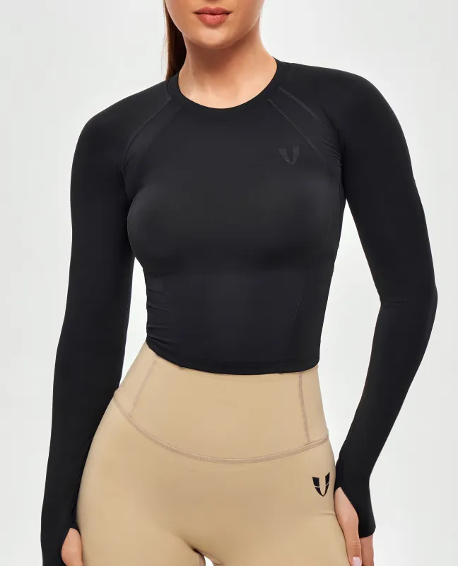 Long Sleeve Crop Top - Black sold by Firm Abs
