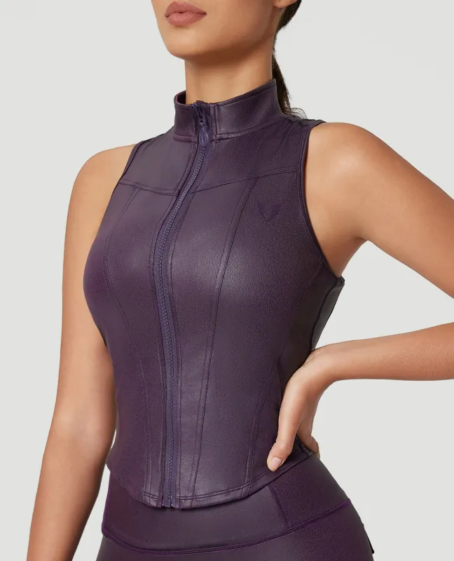 Faux Leather Moto Vest - Purple sold by Firm Abs