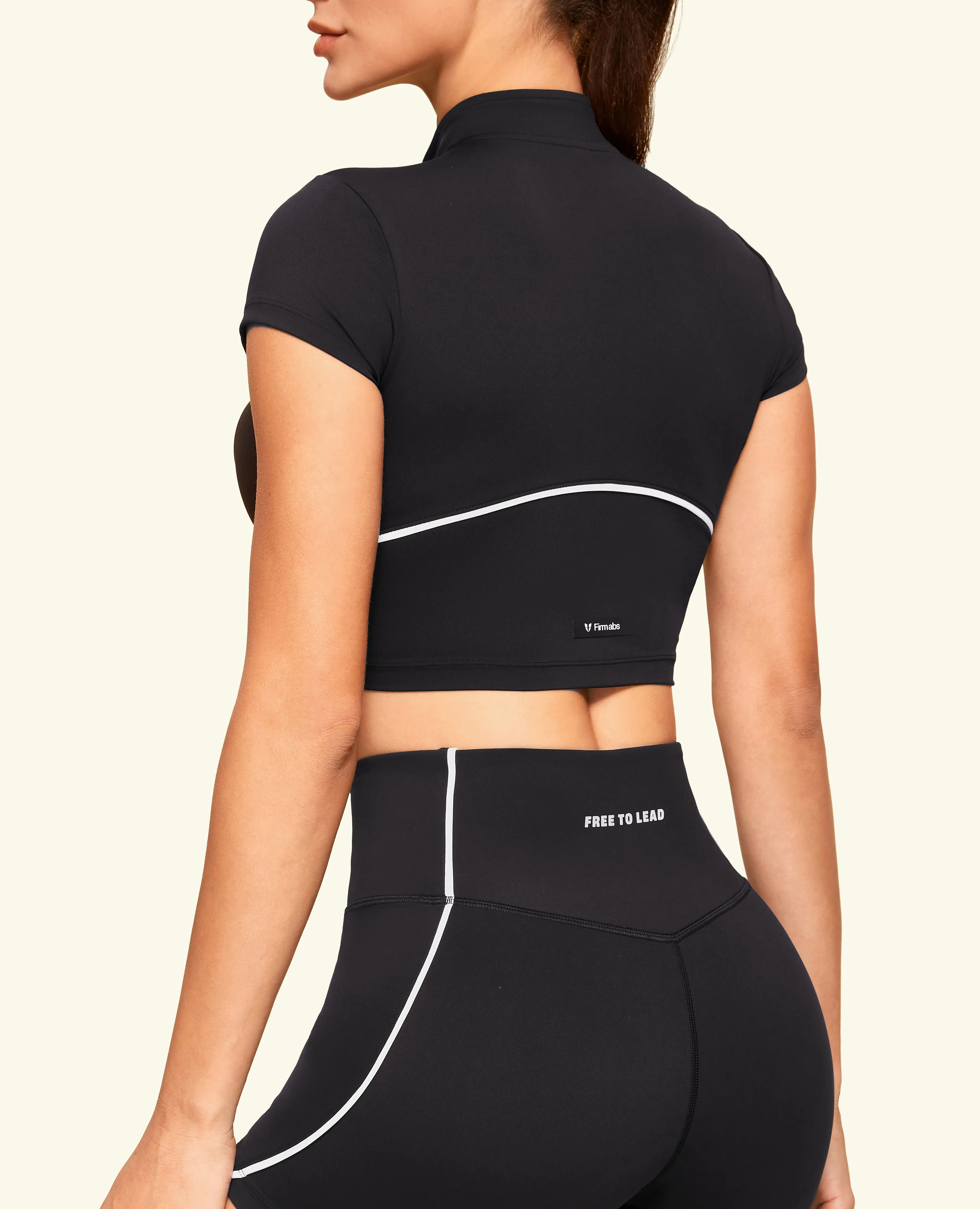 Half Zip Cropped Workout Top - Black sold by Firm Abs product image thumbnail 3