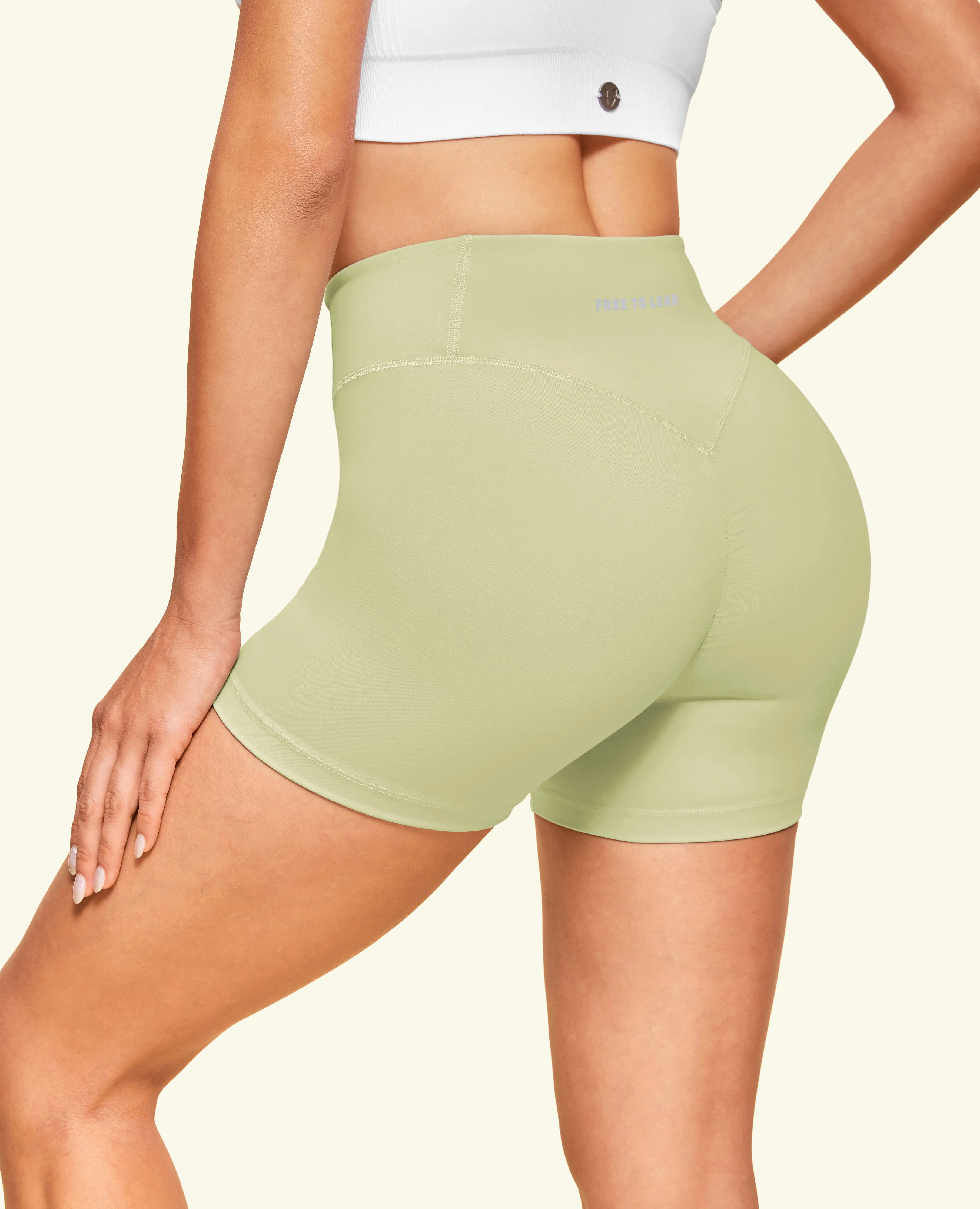 High Waist Gym Shorts - Pea Green sold by Firm Abs product image thumbnail 2