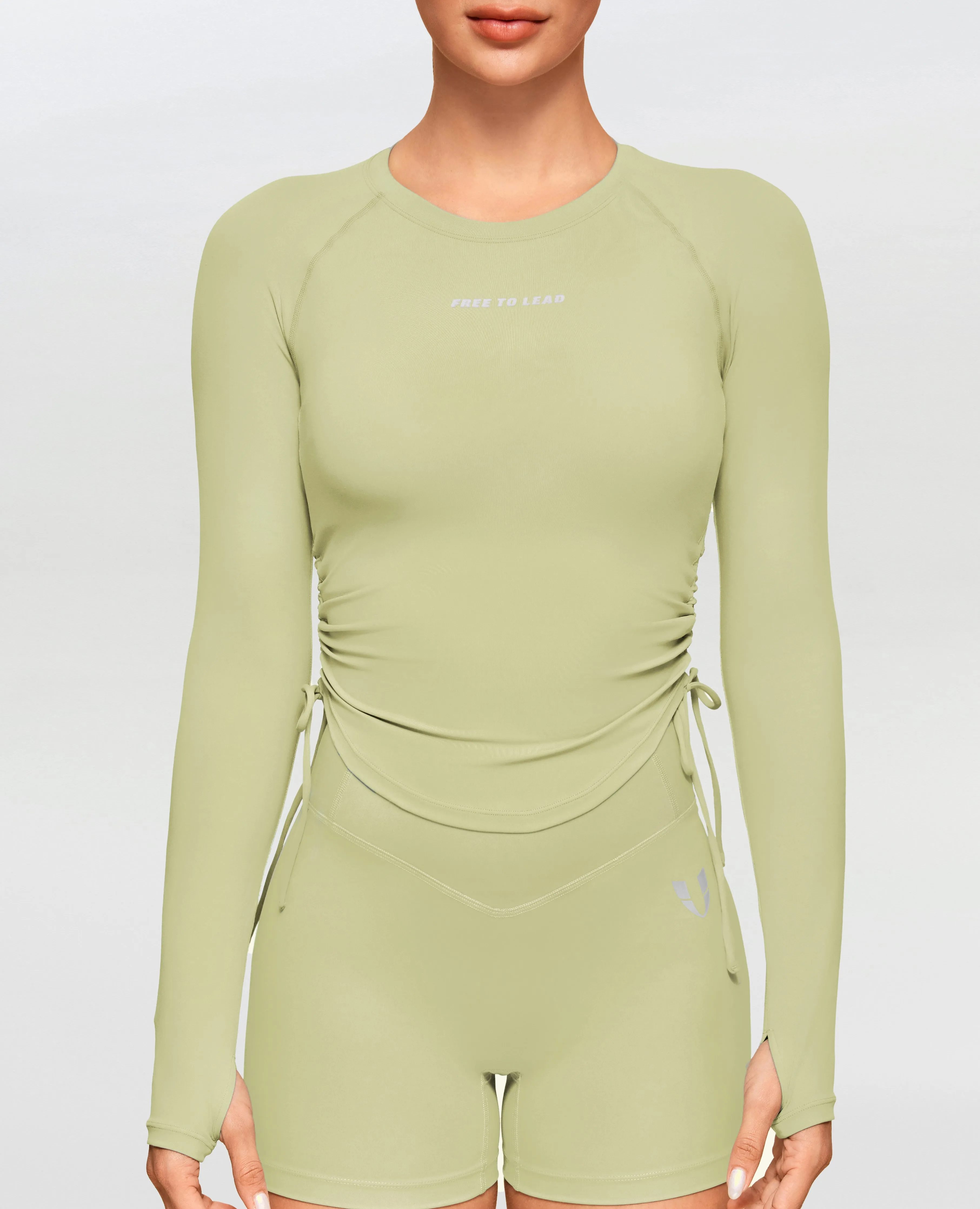 Drawstring Long Sleeve T-shirt - Pea Green sold by Firm Abs product image thumbnail 4