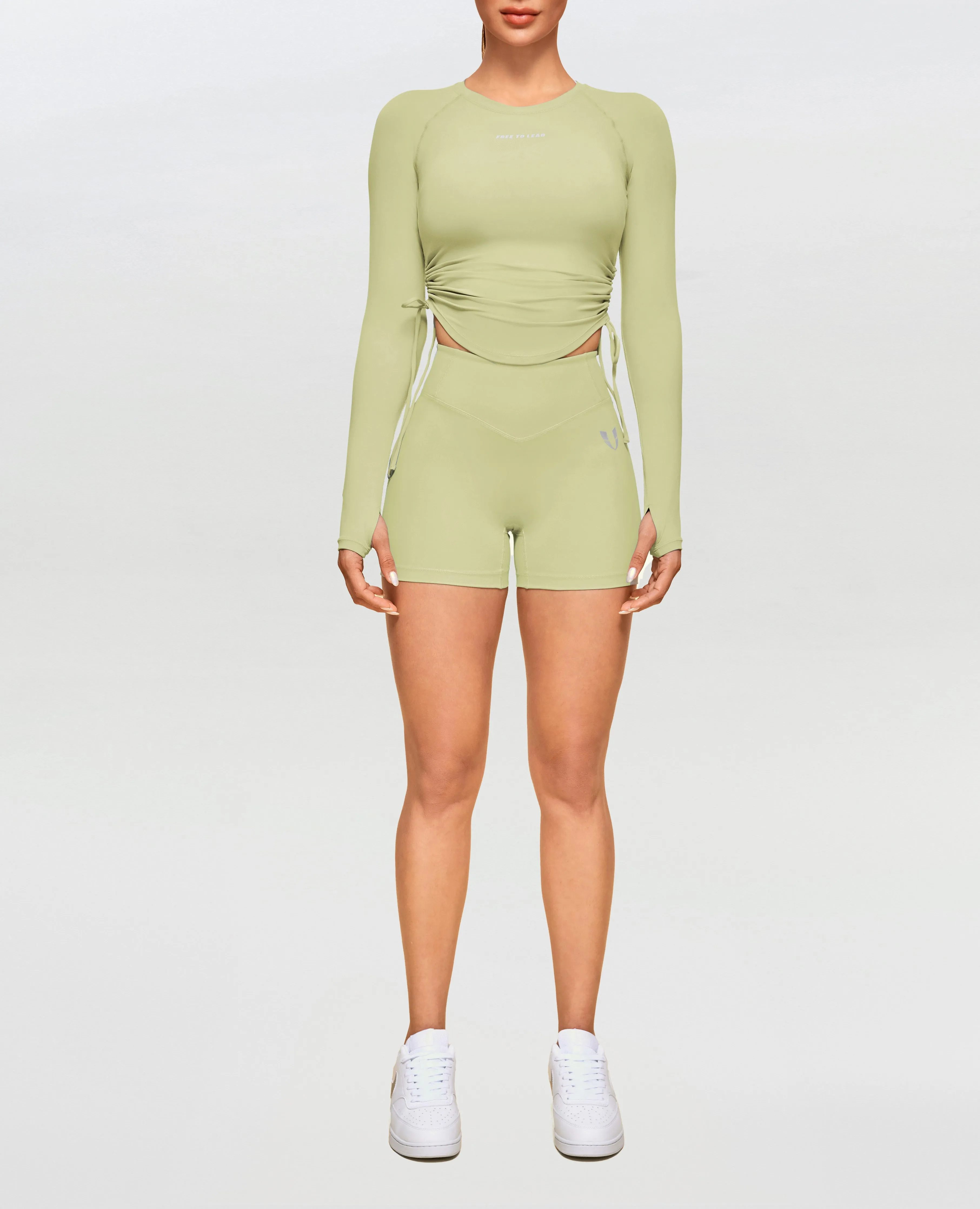 Drawstring Long Sleeve T-shirt - Pea Green sold by Firm Abs product image thumbnail 5