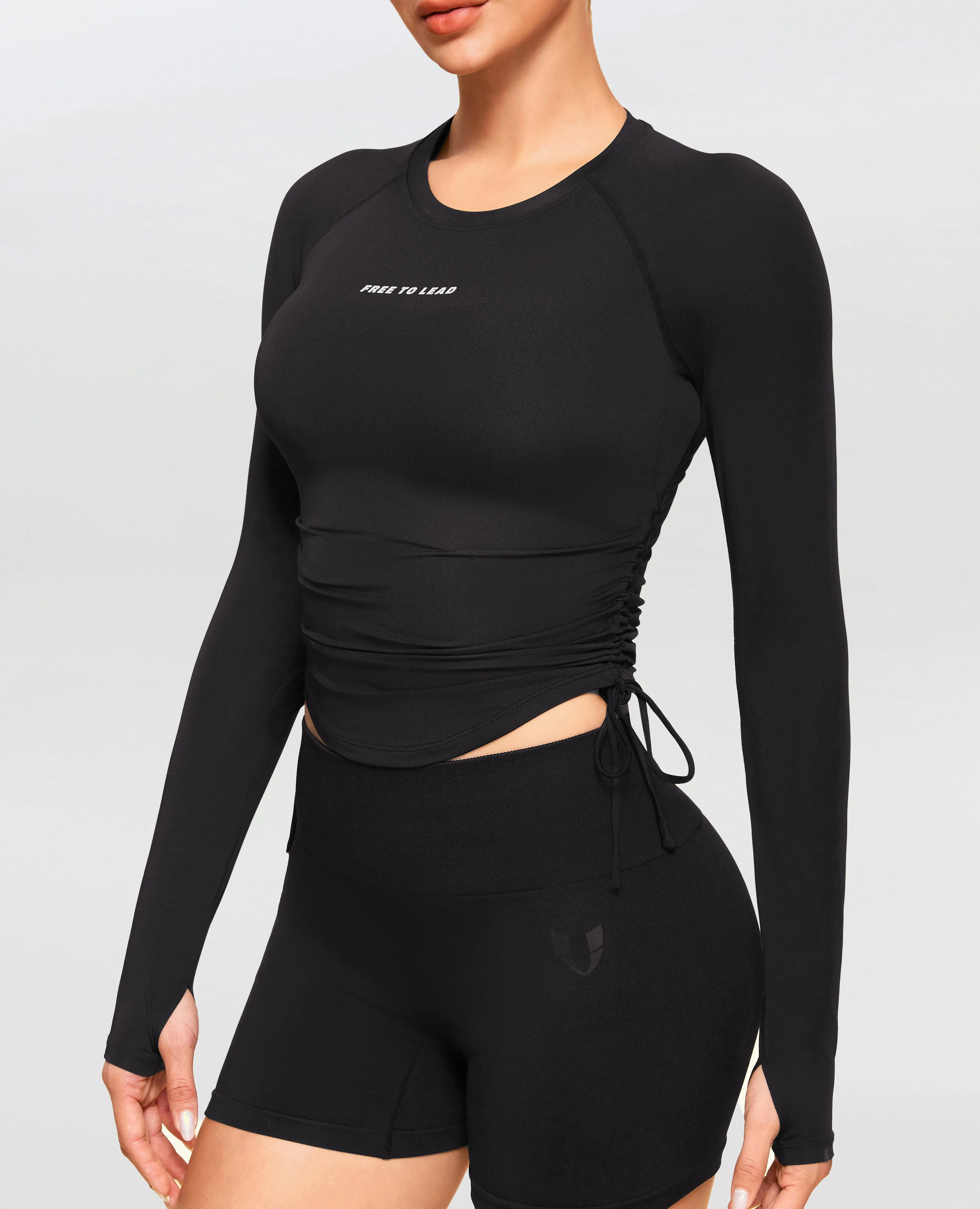 Drawstring Long Sleeve T-shirt - Black sold by Firm Abs
