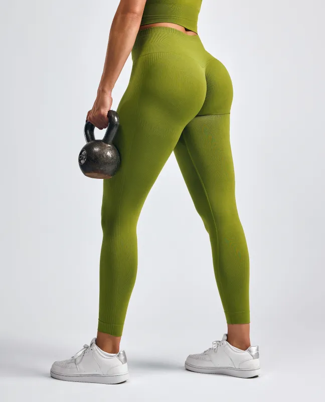 Ribbed Butt Lift Leggings - Grass Green sold by Firm Abs