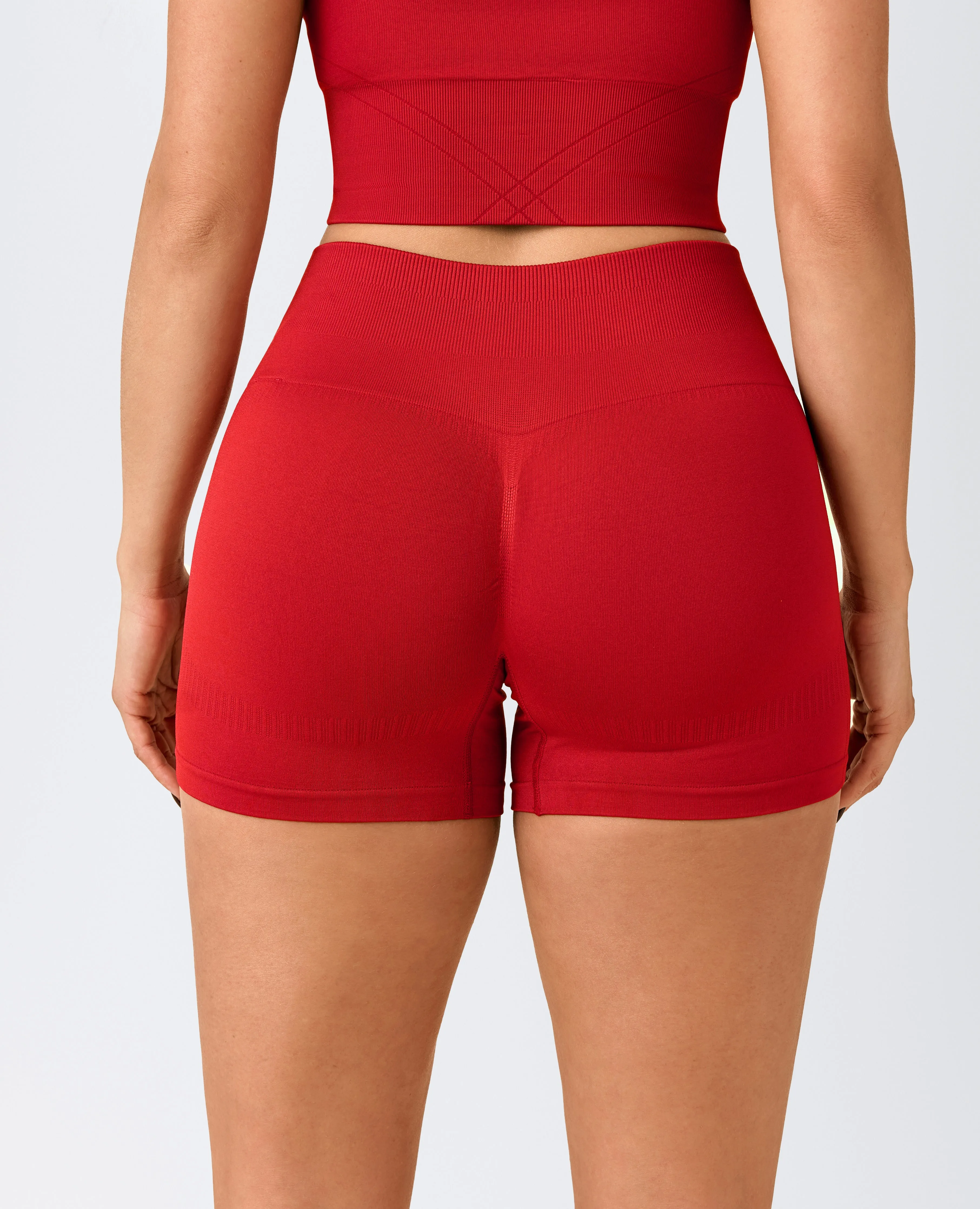 Tight Fit High Waist Shorts - Red Cranberry sold by Firm Abs product image thumbnail 3