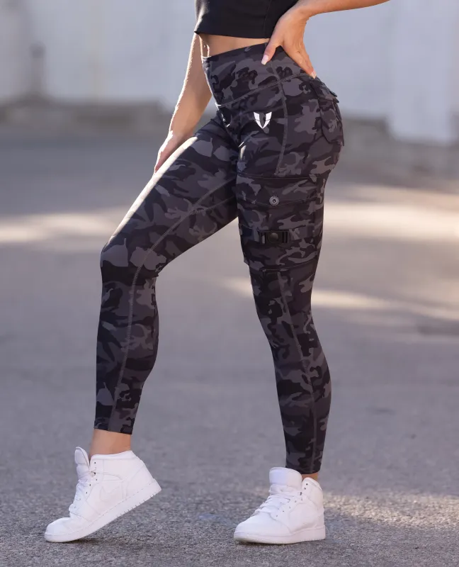 Cargo Fitness Leggings - Gray Camo sold by Firm Abs