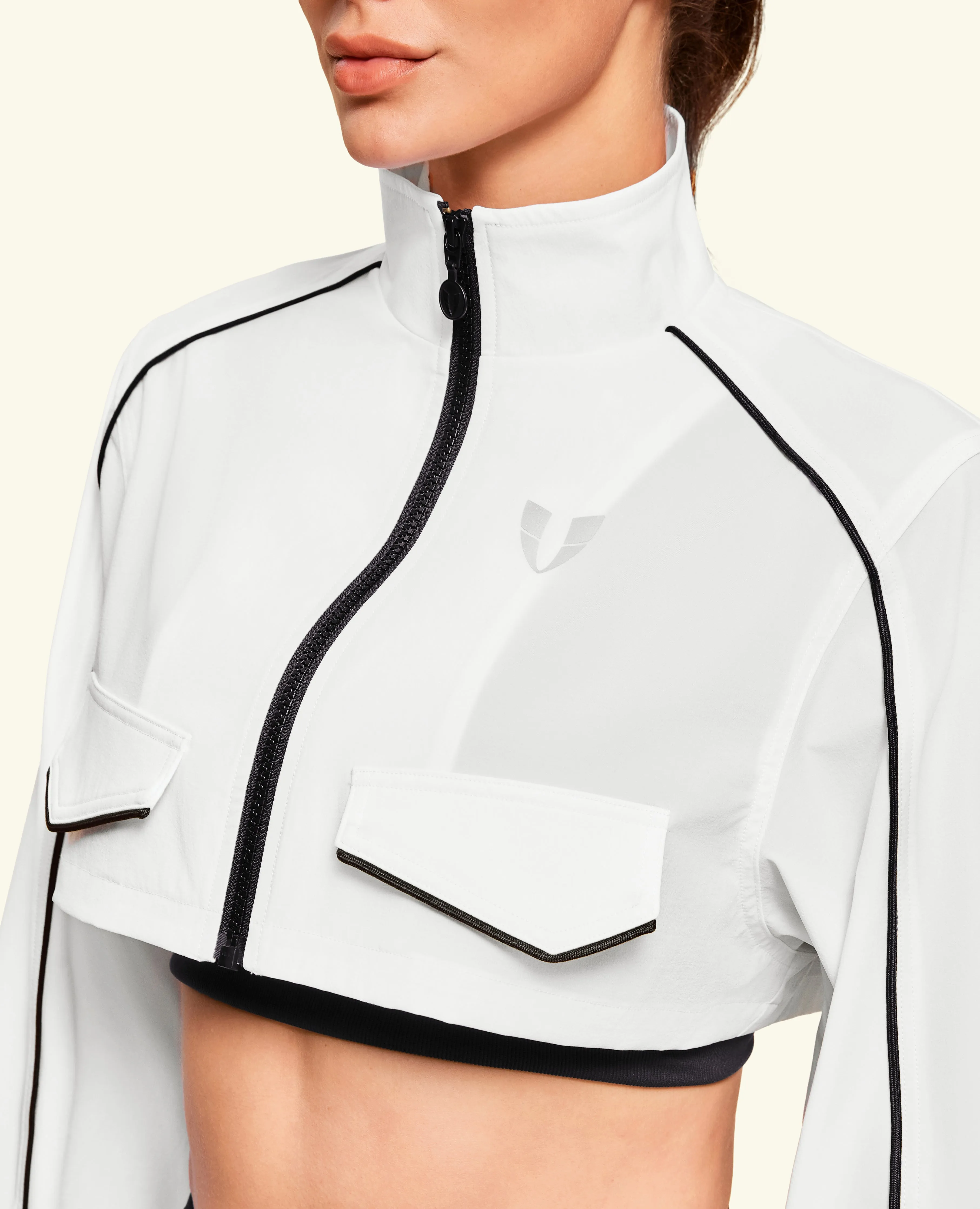 Move-on Stand Collar Cropped Jacket - White sold by Firm Abs product image thumbnail 5