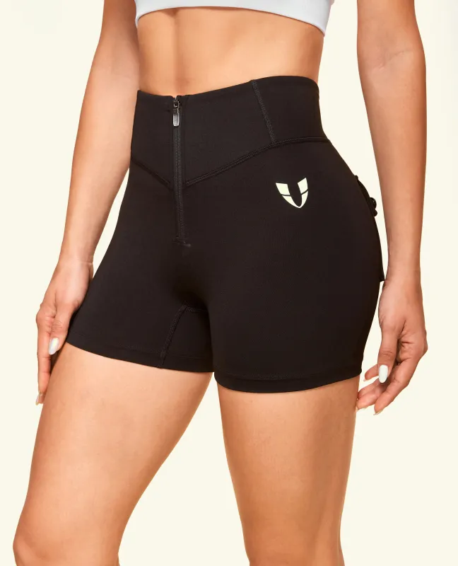 Zip Front Pocket Shorts - Black sold by Firm Abs