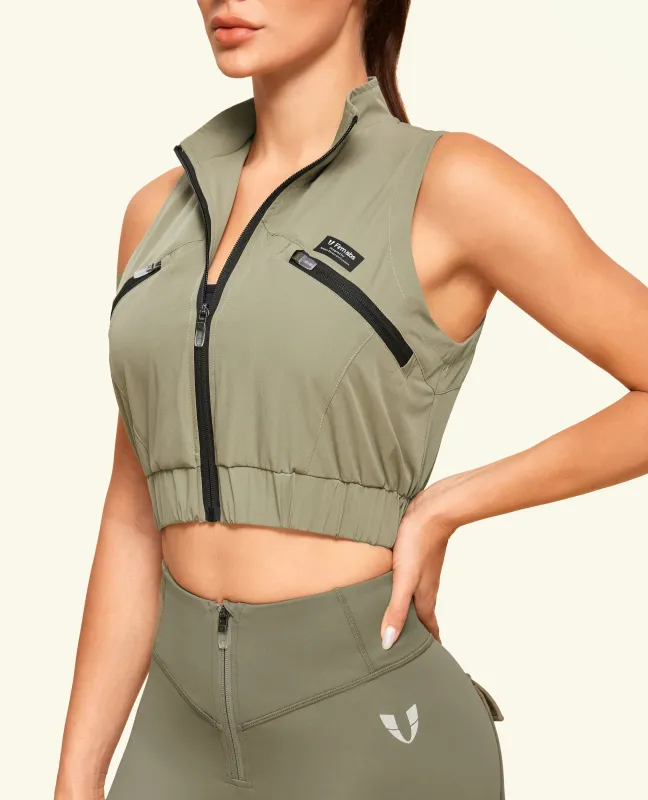 Active Core Cropped Vest - Army Green sold by Firm Abs