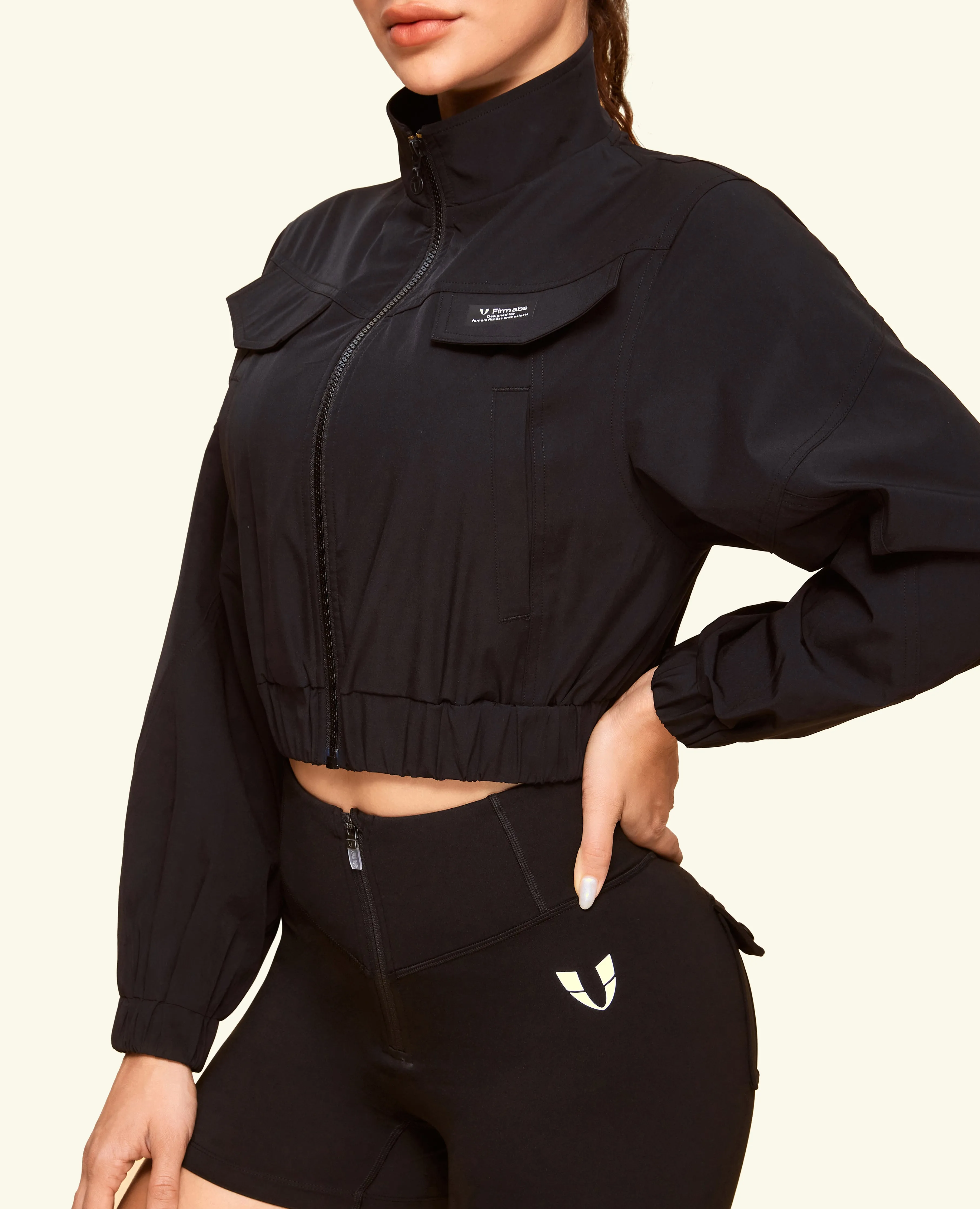 Cropped Ultimate Cargo Jacket - Black sold by Firm Abs product image thumbnail 4
