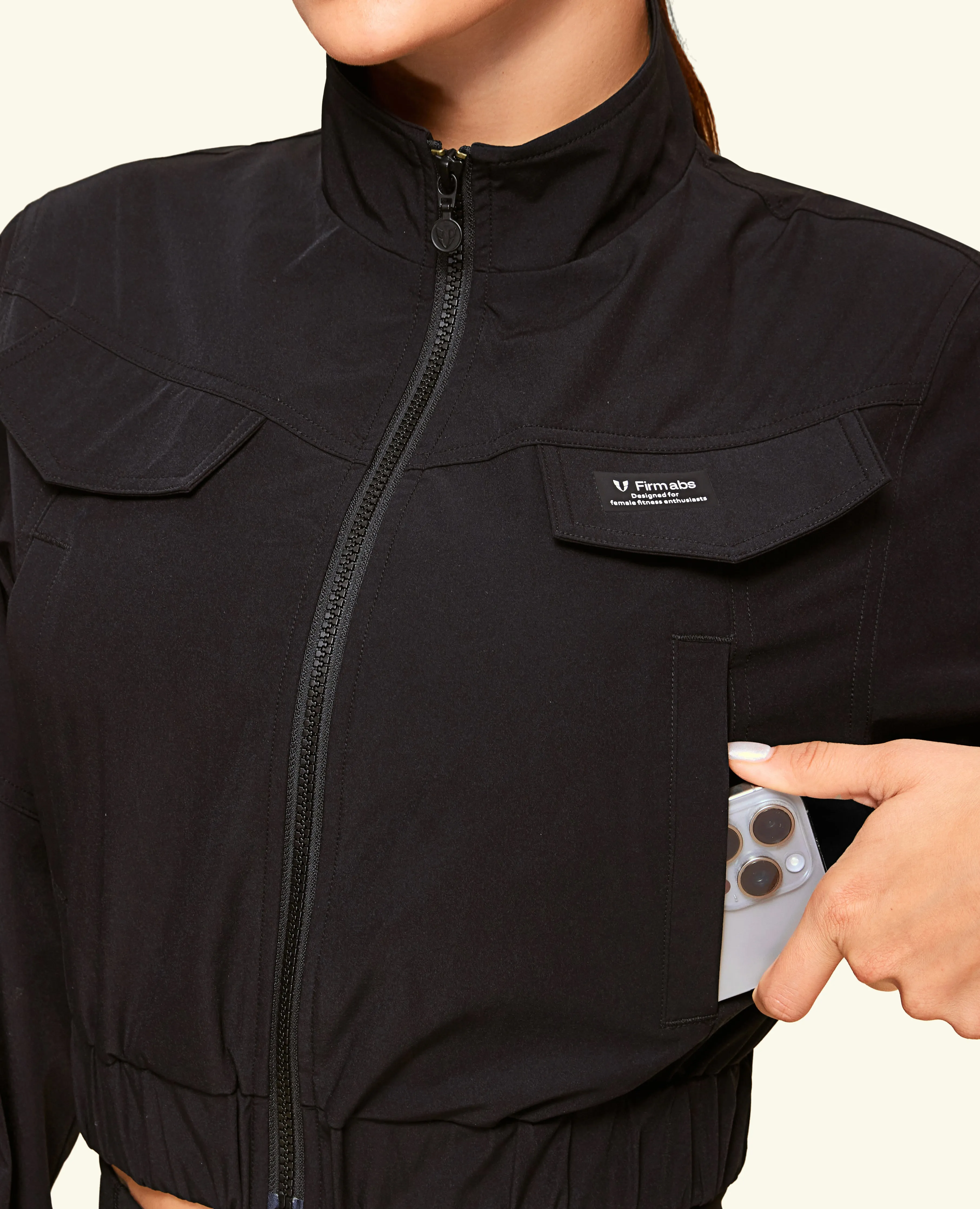 Cropped Ultimate Cargo Jacket - Black sold by Firm Abs product image thumbnail 5