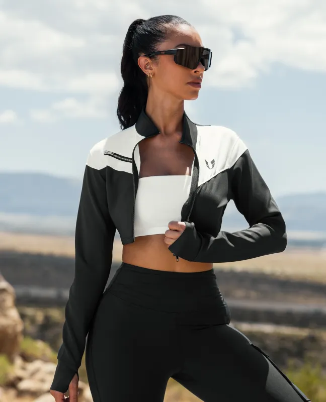 Vivid Fit Crop Jacket - Black and White sold by Firm Abs
