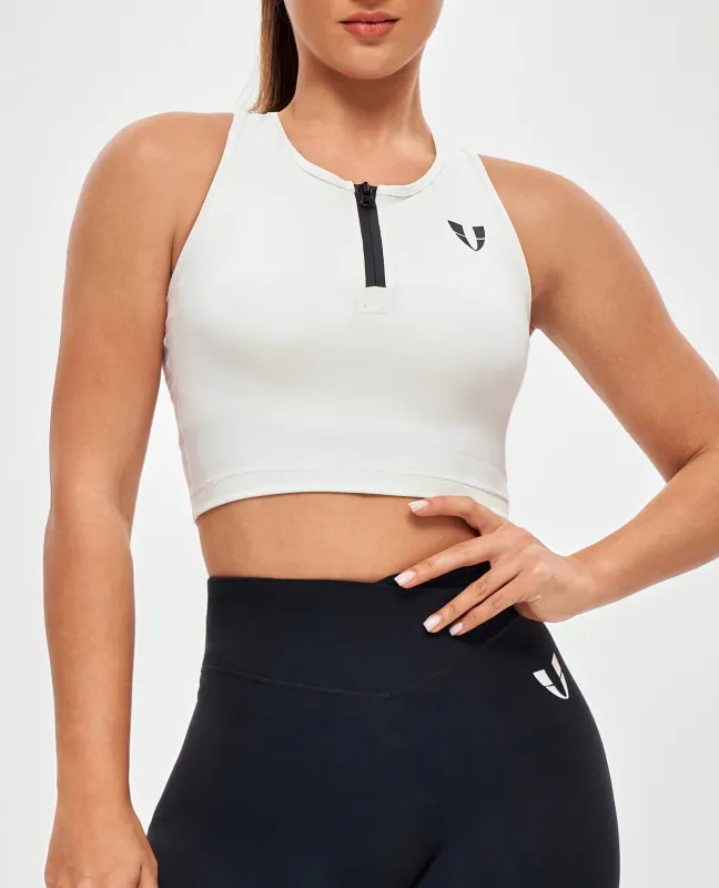 Half Zip Crop Top - White sold by Firm Abs