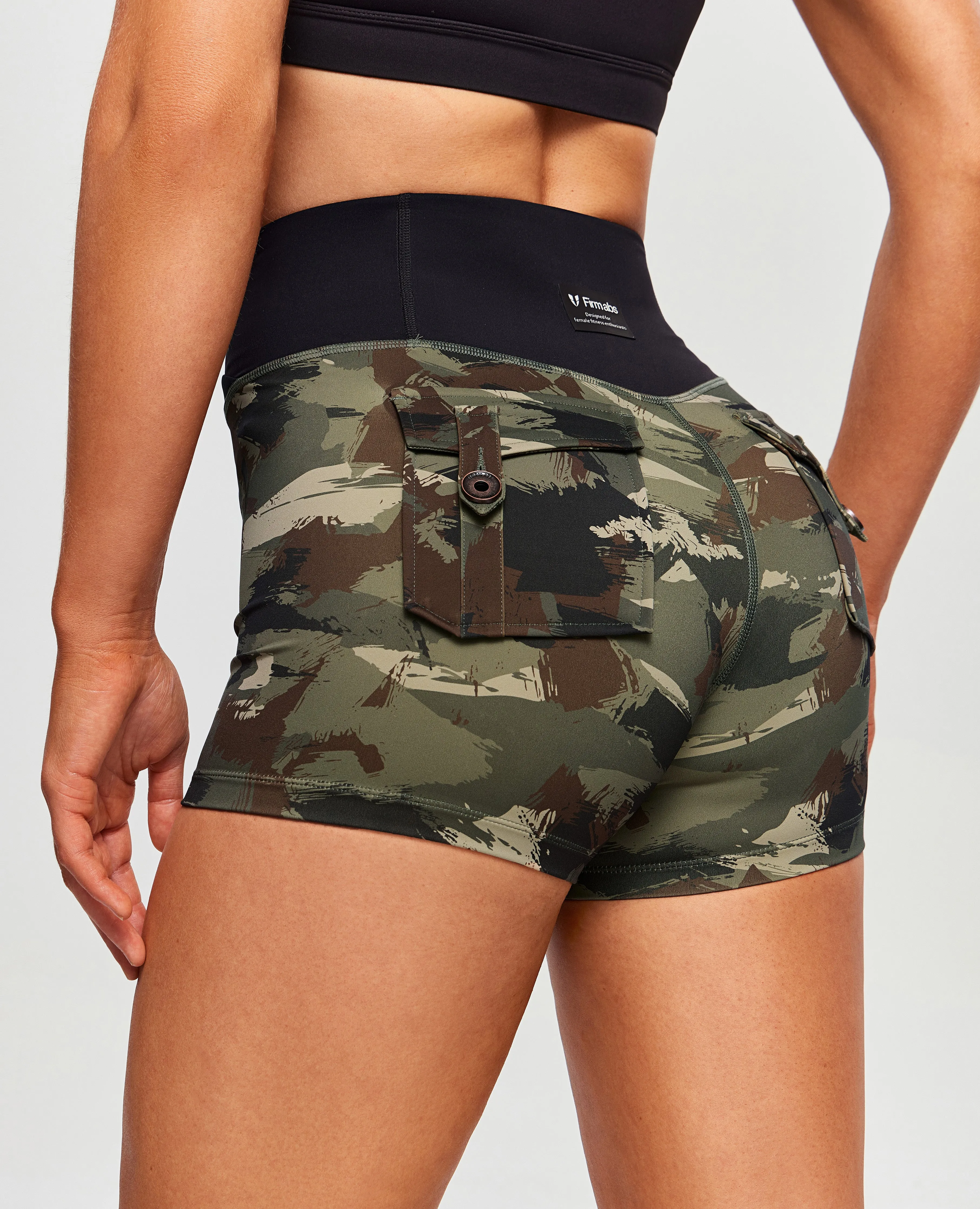 V-waist Cargo Shorts - Abstract Camo and Black sold by Firm Abs product image thumbnail 3