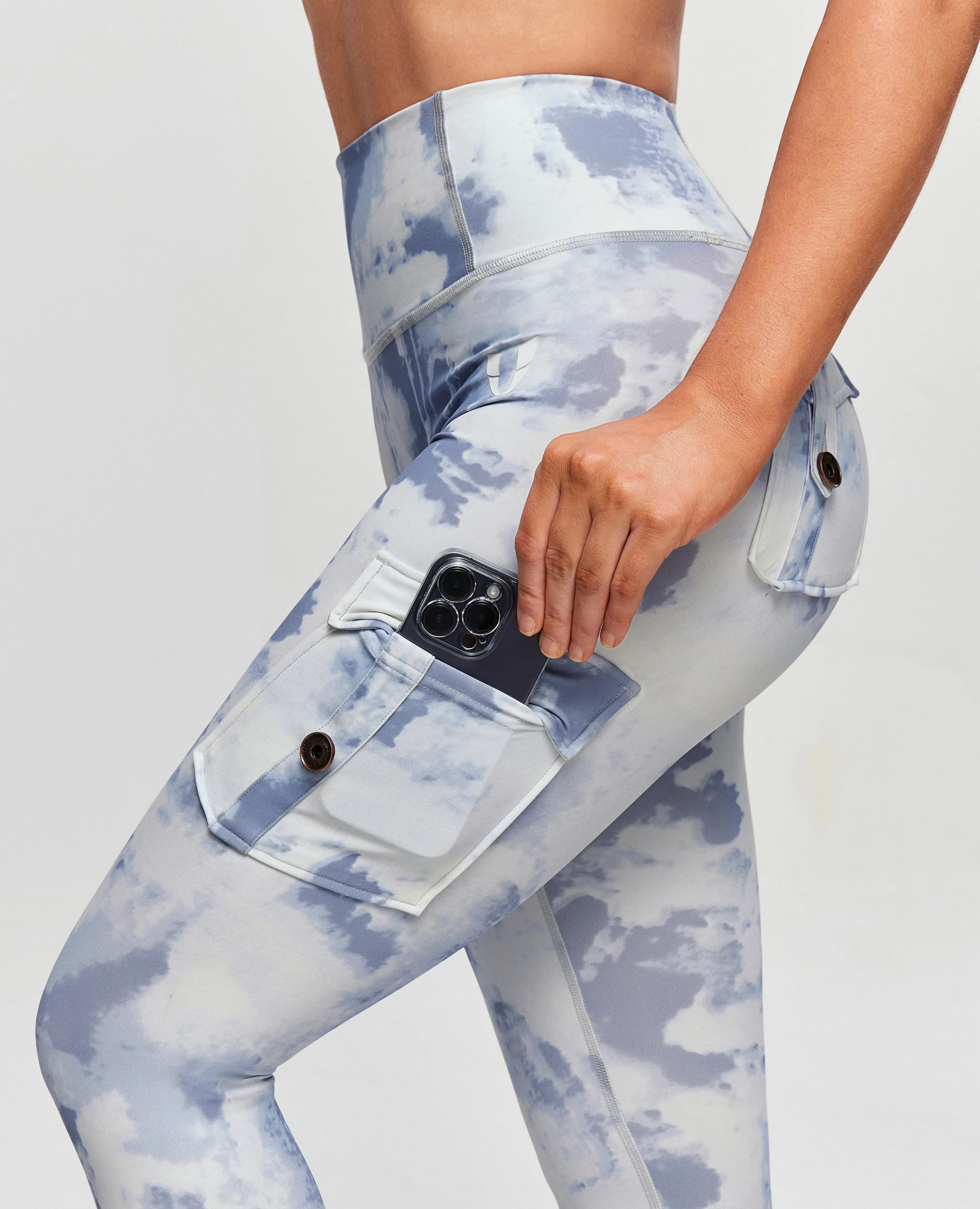 High Waisted Cargo Leggings - Grey blue Gradient sold by Firm Abs product image thumbnail 4