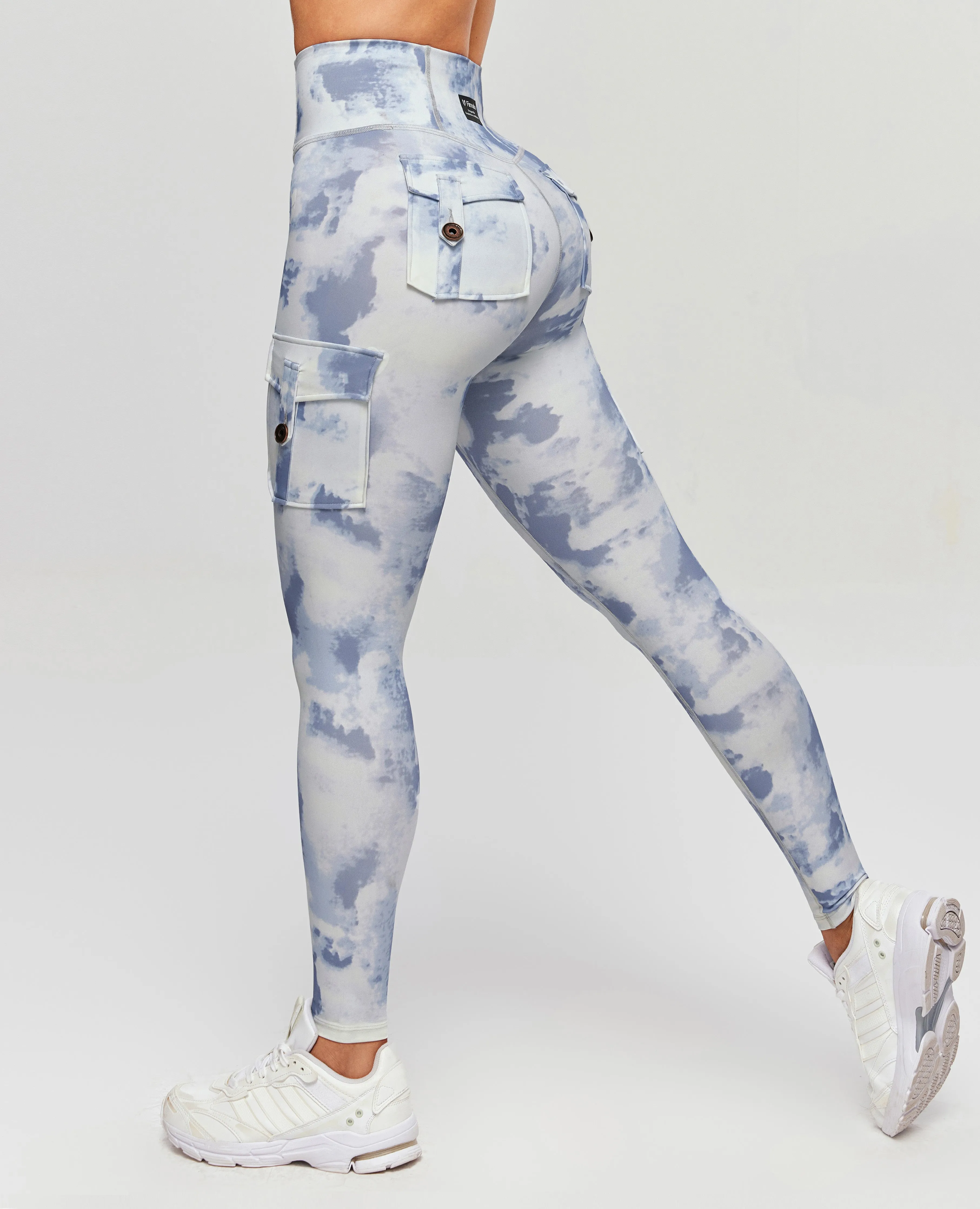 High Waisted Cargo Leggings - Grey blue Gradient sold by Firm Abs