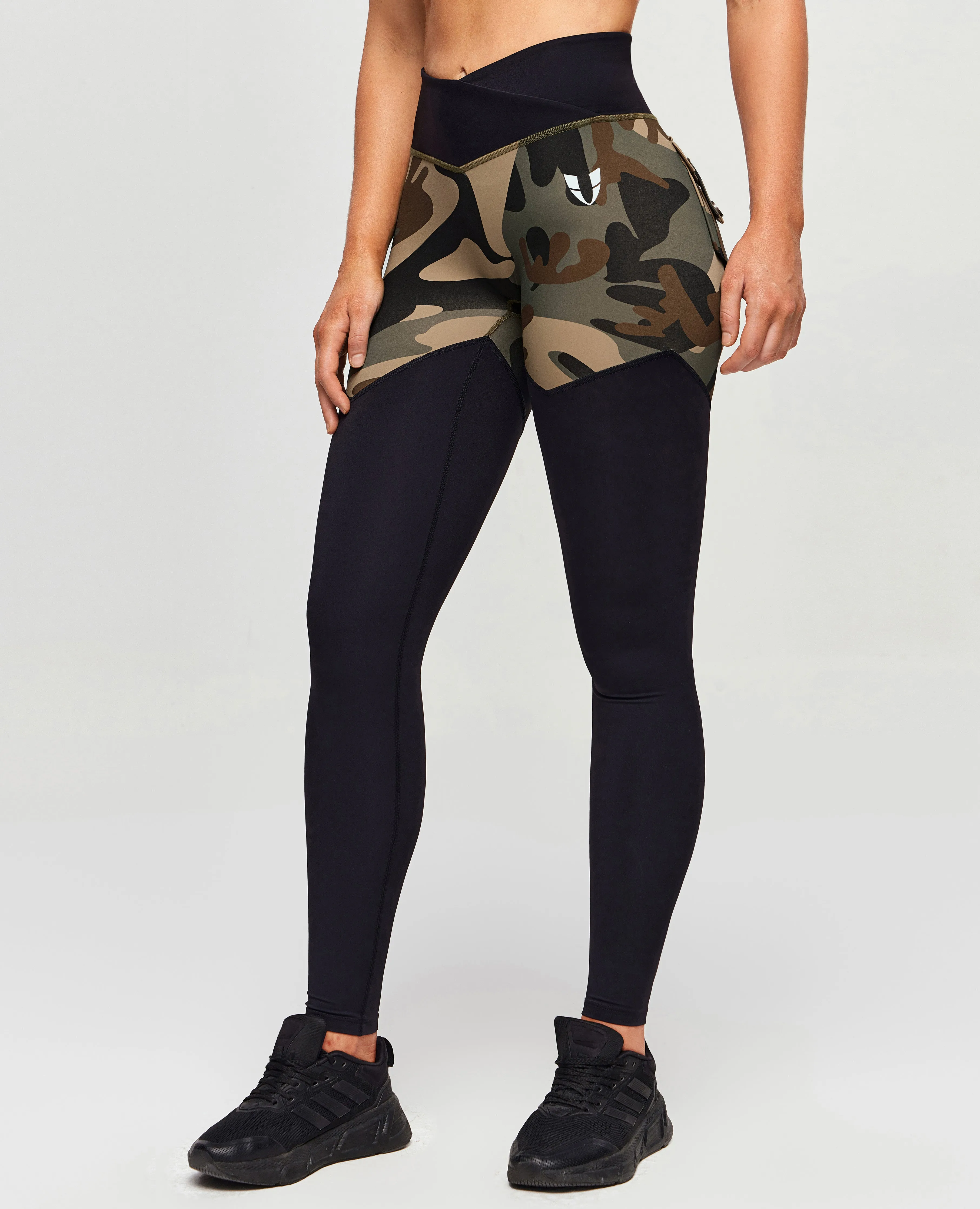 V-Waist Gym Leggings - Coffee Camo sold by Firm Abs product image thumbnail 2