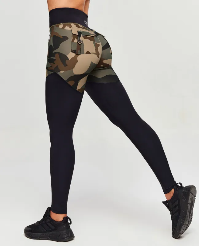 V-Waist Gym Leggings - Coffee Camo sold by Firm Abs