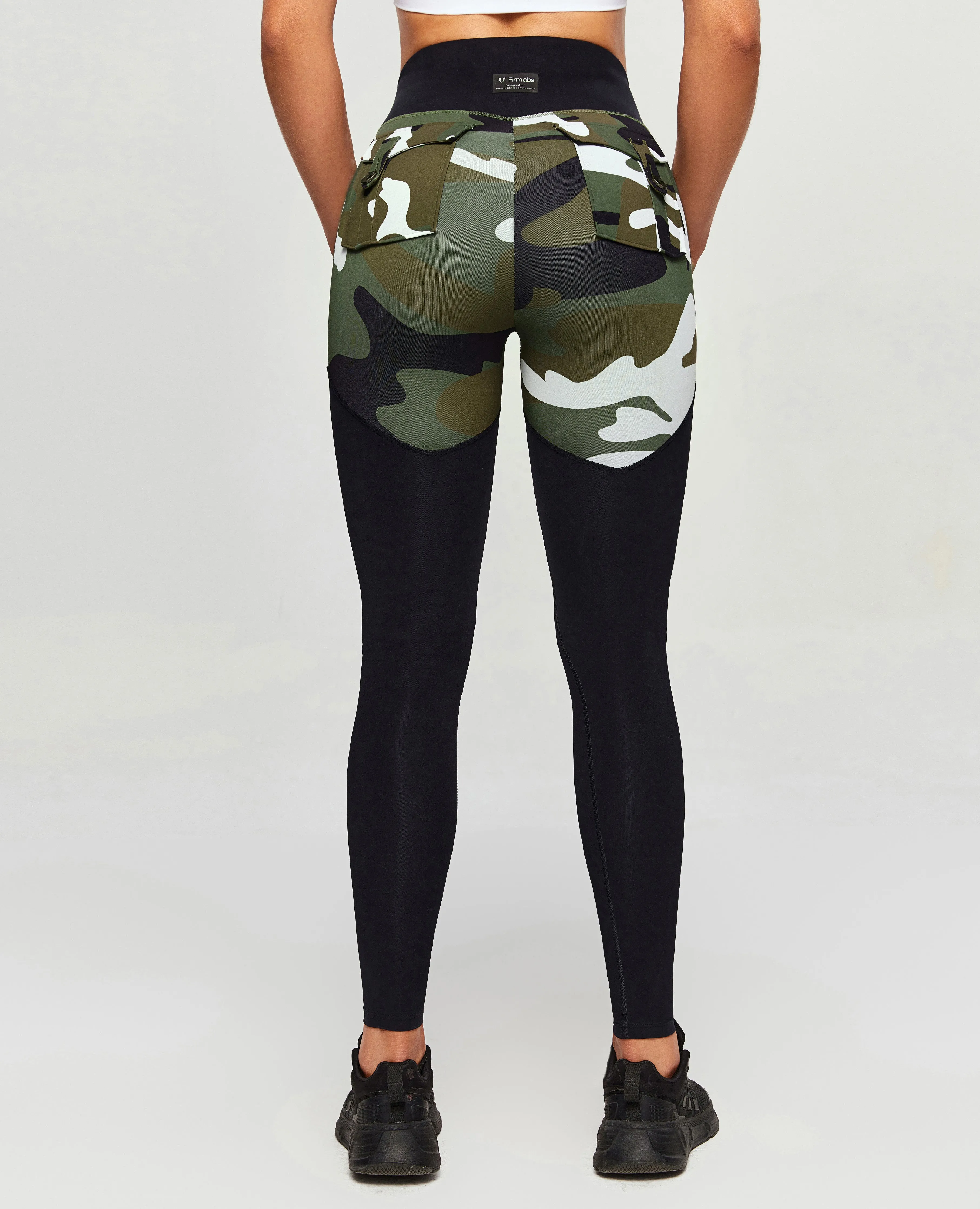 V-Waist Gym Leggings - White Green Camo sold by Firm Abs product image thumbnail 3
