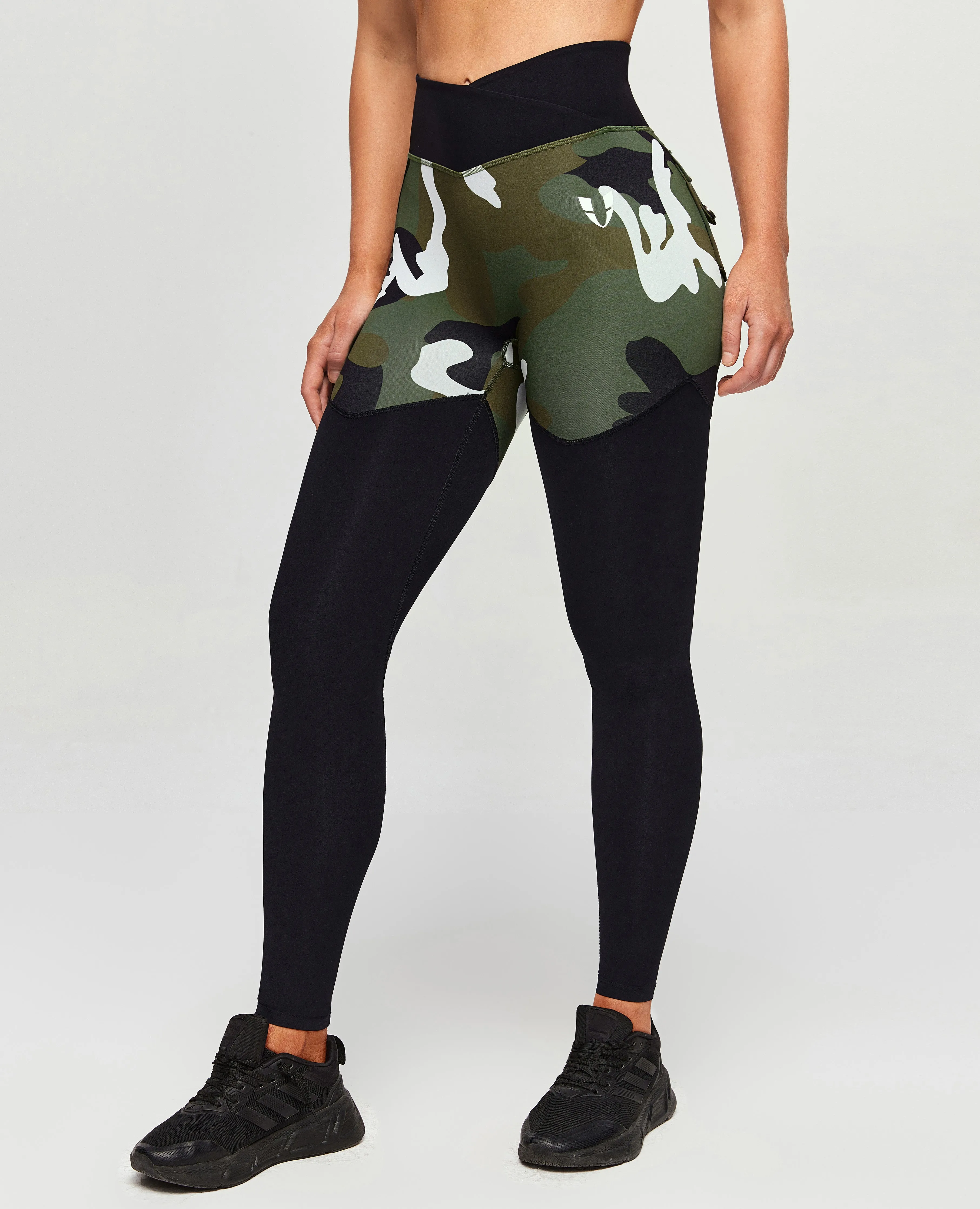 V-Waist Gym Leggings - White Green Camo sold by Firm Abs product image thumbnail 2