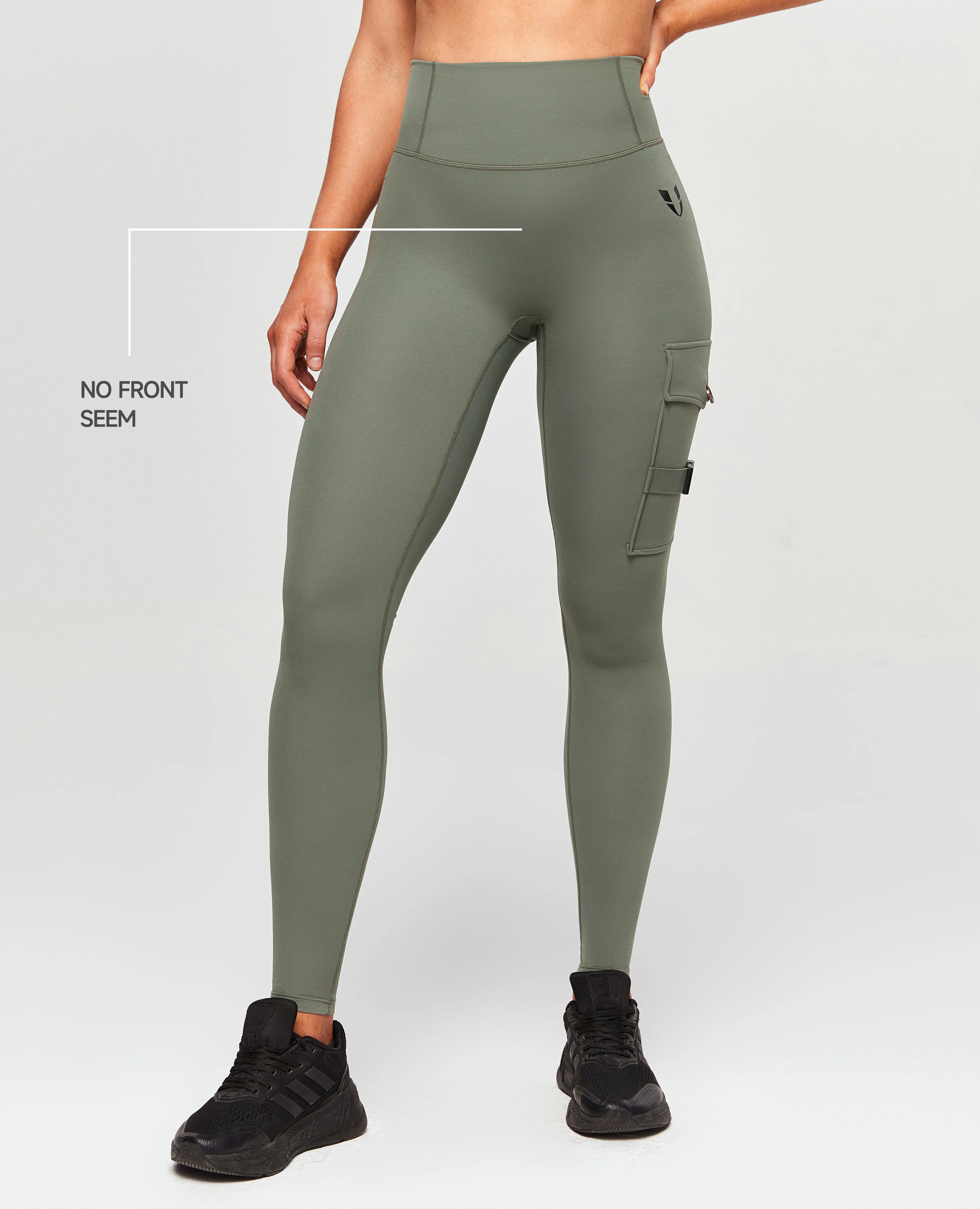 Cargo High-Waisted Pocket Leggings Plus: EXEVER™ Edition - Camping Green sold by Firm Abs product image thumbnail 3
