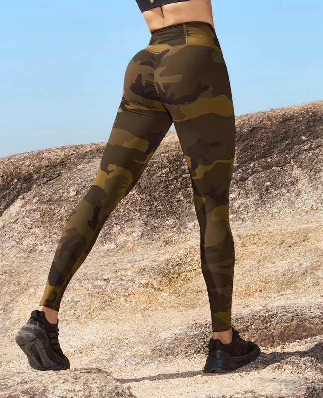 Scrunch Butt Leggings - Olive Green Camo sold by Firm Abs