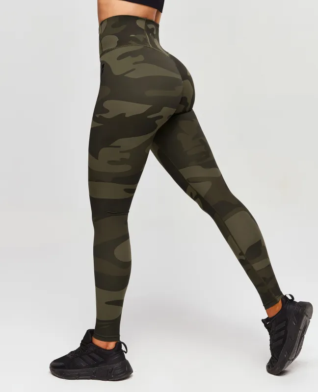 Scrunch Butt Leggings - Army Green Camo sold by Firm Abs