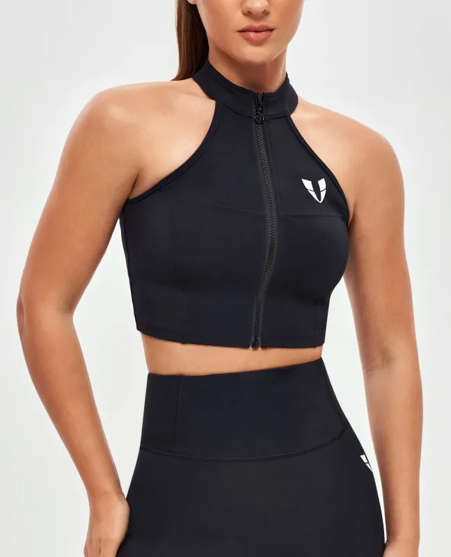 Zip Up Cropped Tank - Black sold by Firm Abs