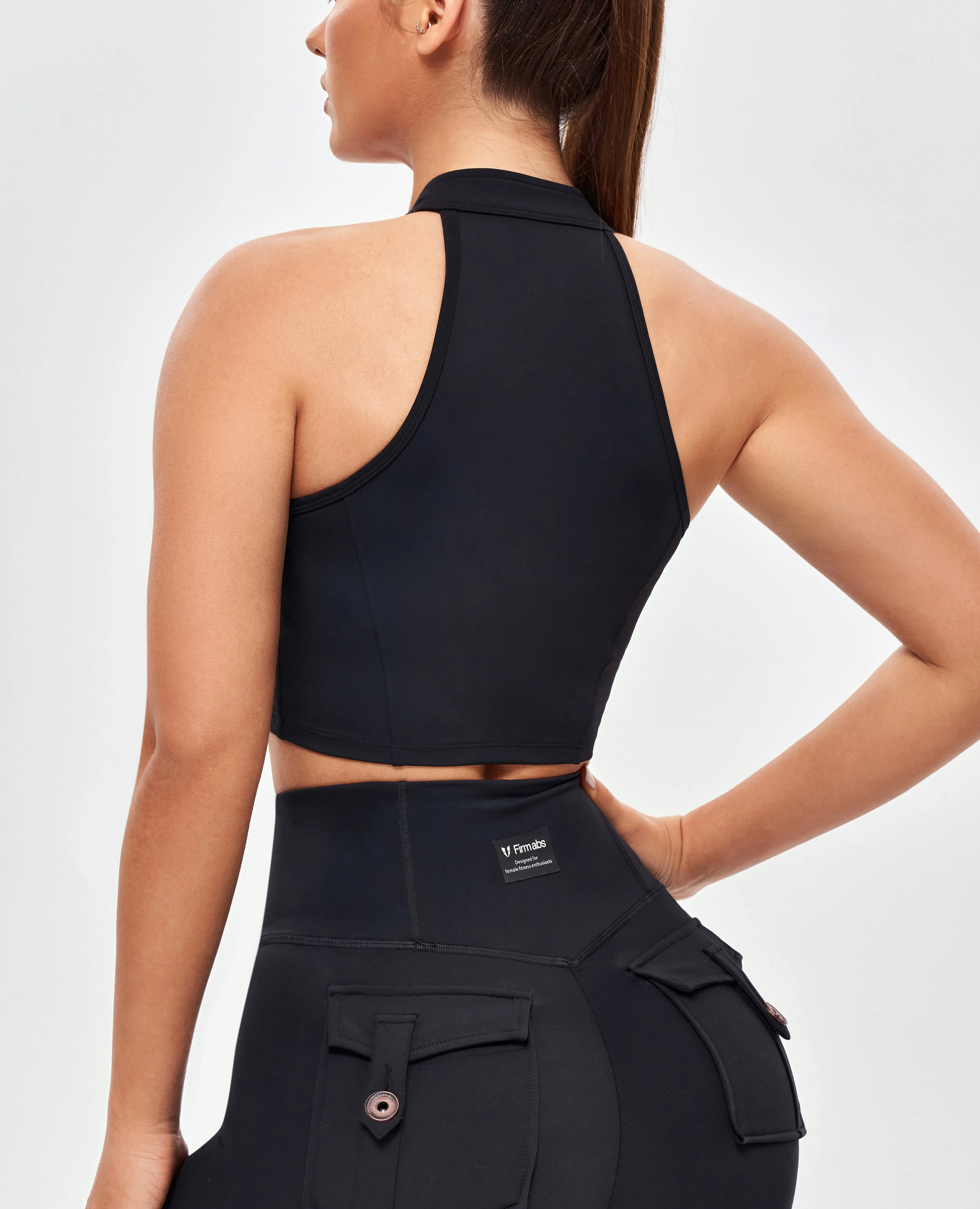 Zip Up Cropped Tank - Black sold by Firm Abs product image thumbnail 2