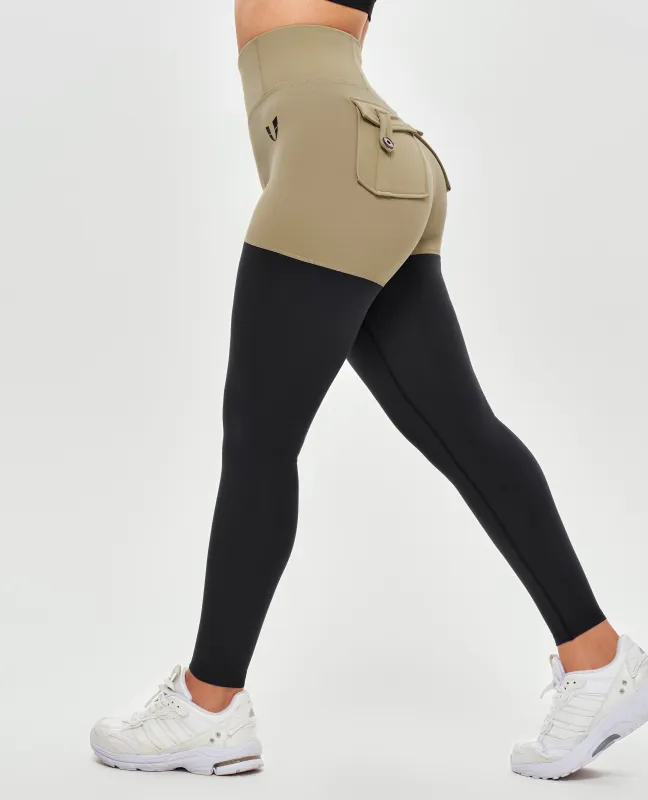 Cargo Athletic Leggings - Beige and Black sold by Firm Abs