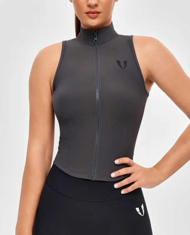 Ribbed Zip Up Tank - Graphite Gray sold by Firm Abs