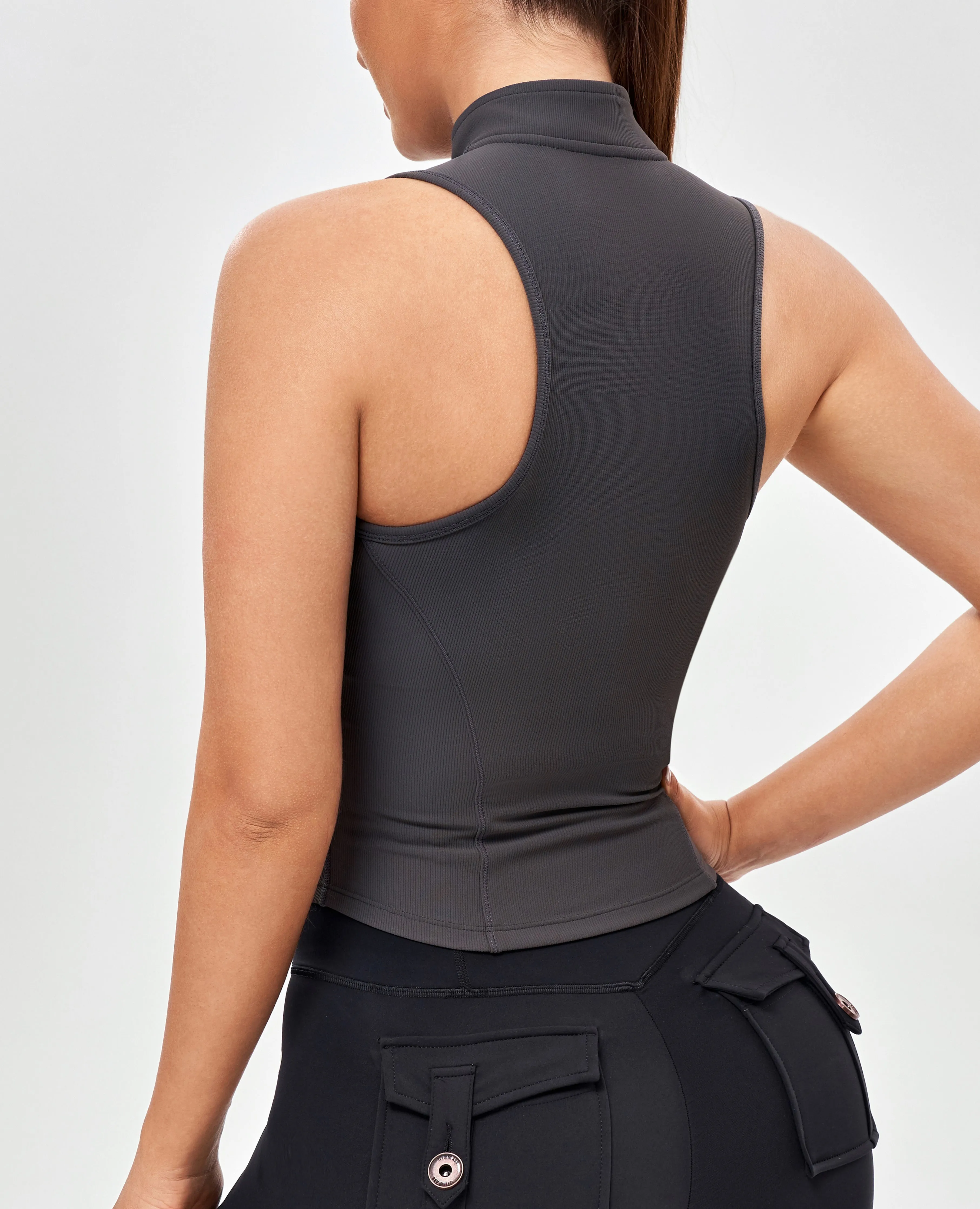 Ribbed Zip Up Tank - Graphite Gray sold by Firm Abs product image thumbnail 2