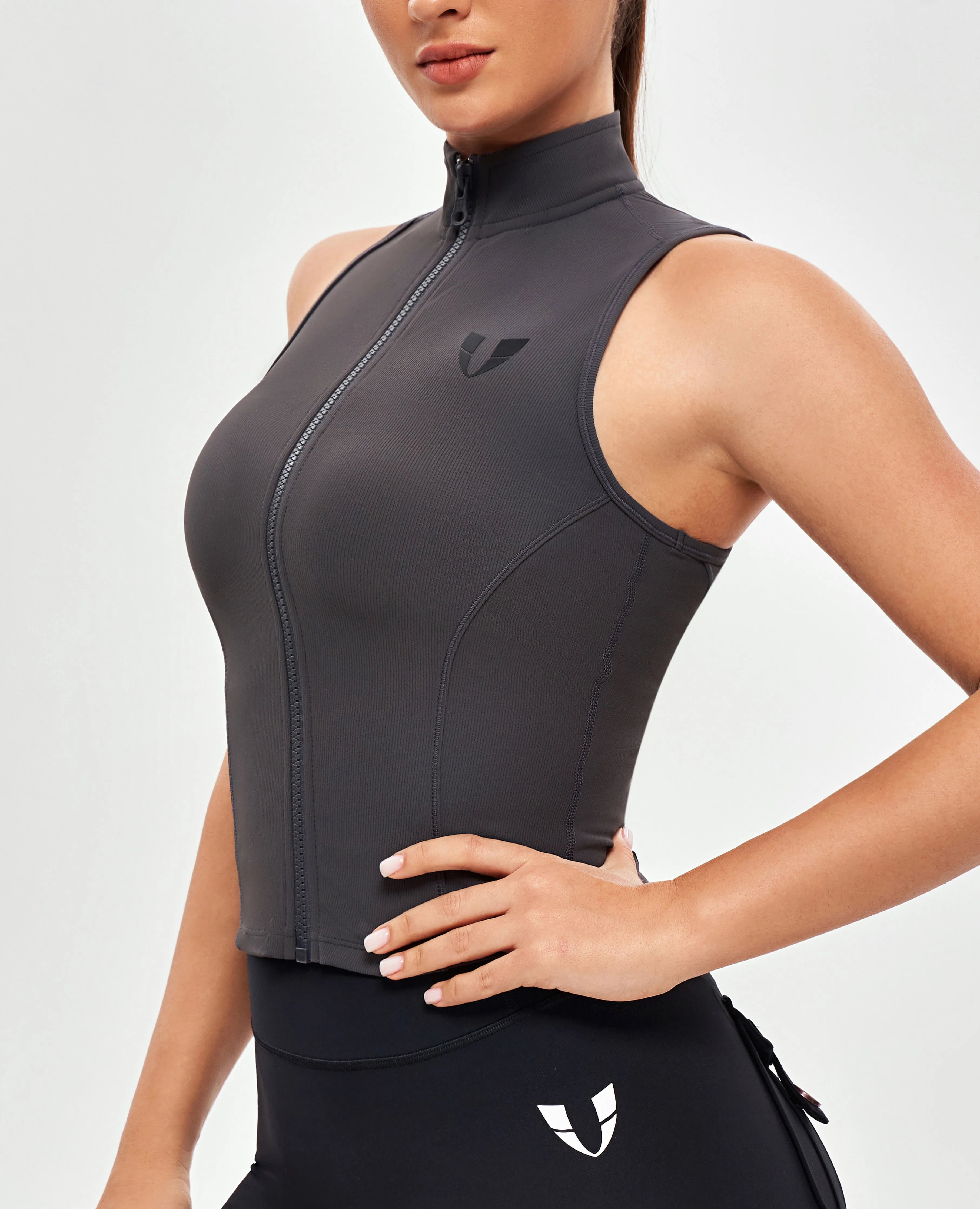 Ribbed Zip Up Tank - Graphite Gray sold by Firm Abs product image thumbnail 3