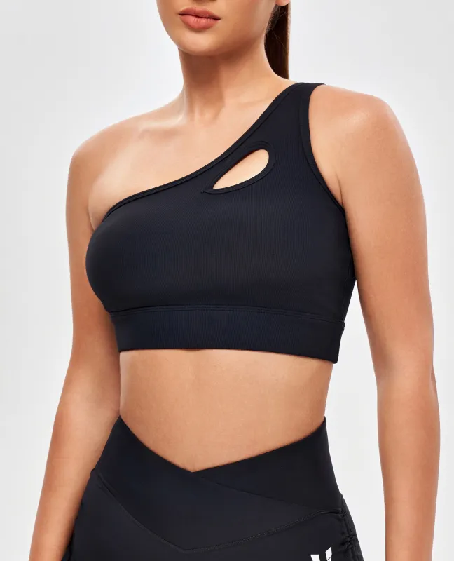 One Shoulder Sports Bra - Black sold by Firm Abs