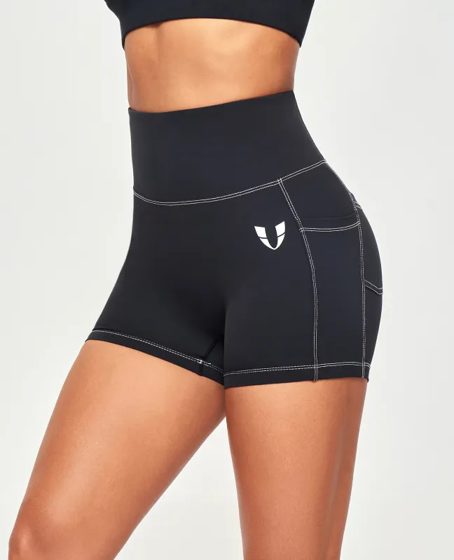 Contrast Stitching Shorts - Black sold by Firm Abs