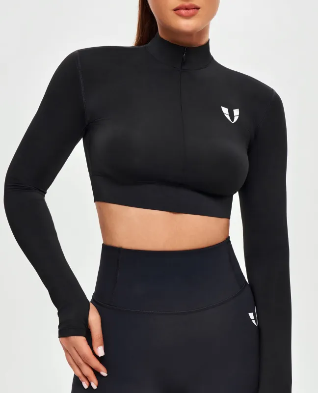 Stand Collar Crop Top - Black sold by Firm Abs