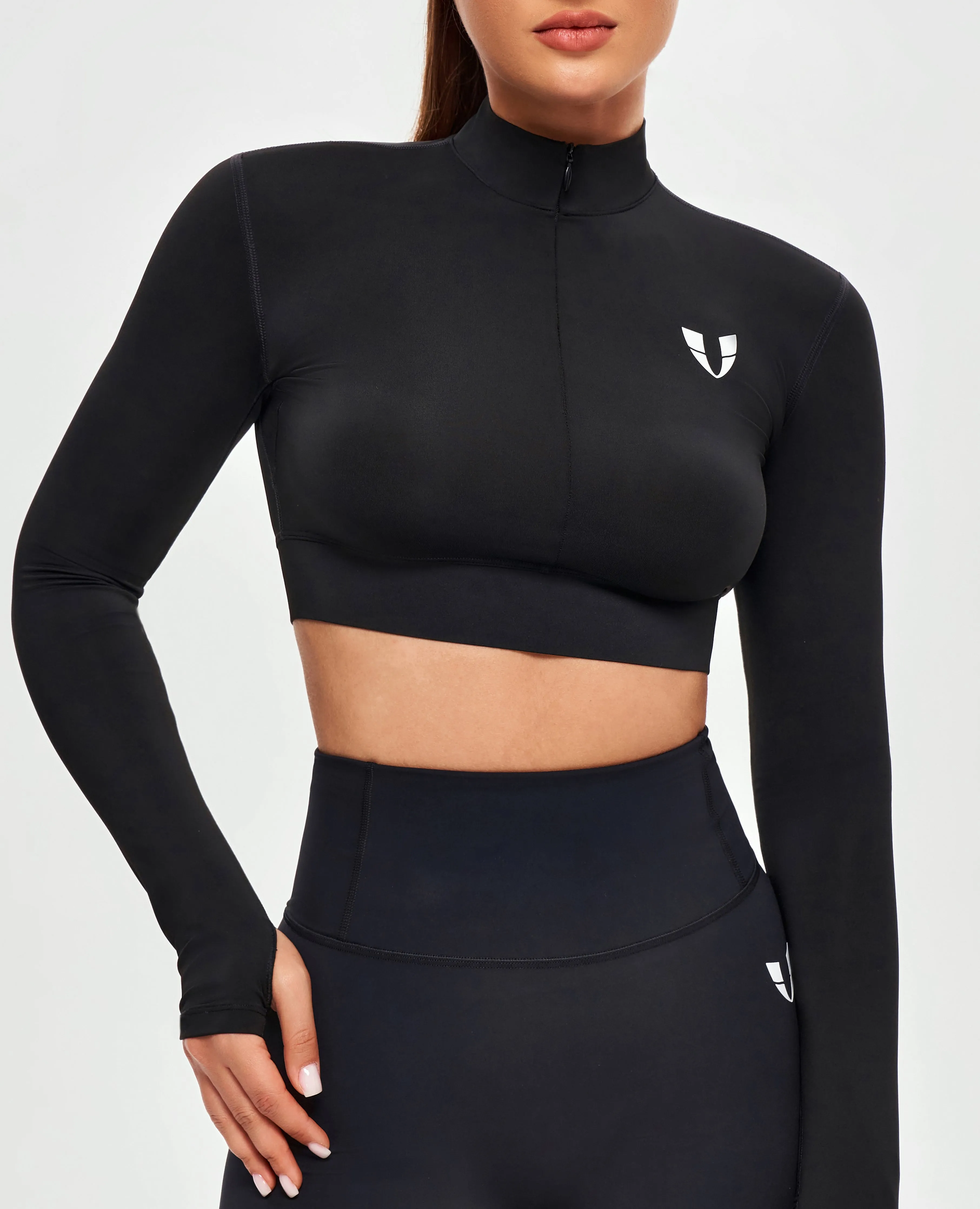 Stand Collar Crop Top - Black sold by Firm Abs