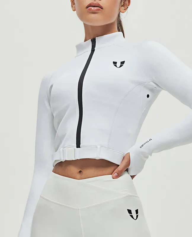 Full-zip Cropped Jacket - White sold by Firm Abs