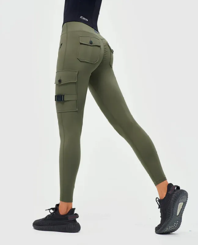 Cargo Fitness Leggings - Olive sold by Firm Abs
